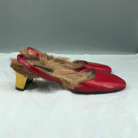 Gucci Red Leather Fur-Lined Women's Shoes 💯 authentic. - Picture 4 of 9